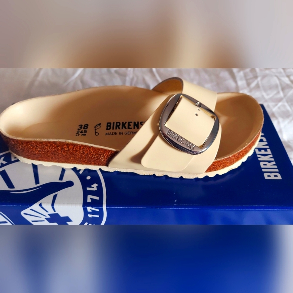 Birkenstock Madrid Big Buckle High Shine Leather women's slide